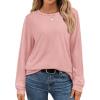 imageATHMILE Fall Long Sleeve Shirts for Women Fashion Oversized Tees Casual Business Tops Loose Fit Solid Basic Outfits 2025Pink