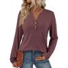 imageATHMILE Long Sleeve Shirts for Women 2025 Fall Outfits Henley Dressy Casual Tops Trendy Blouses Cute TShirts Fashion ClothesWine Red