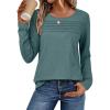 imageATHMILE Long Sleeve Shirts for Women Fall Fashion Tops 2025 Dressy Casual Blouses Trendy Pleated Tunic OutfitsBluegreen