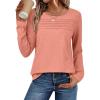 imageATHMILE Long Sleeve Shirts for Women Fall Fashion Tops 2025 Dressy Casual Blouses Trendy Pleated Tunic OutfitsCoral