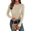 imageATHMILE Long Sleeve Shirts for Women Work Business Casual Dressy Tops Trendy Textured Fitted Spring Fashion Clothes BlouseApricot