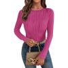 imageATHMILE Long Sleeve Shirts for Women Work Business Casual Dressy Tops Trendy Textured Fitted Spring Fashion Clothes BlouseRose Red