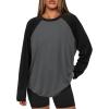 imageATHMILE Women Oversized Long Sleeve Shirt 2025 Fall Winter Casual Basics Top Loose Fit Tee Fashion Cute ClothesGrey Black
