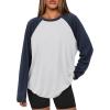 imageATHMILE Women Oversized Long Sleeve Shirt 2025 Fall Winter Casual Basics Top Loose Fit Tee Fashion Cute ClothesWhite Navy