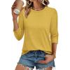 imageATHMILE Womens 34 Sleeve TShirts Summer Tops Fall Fashion Blouses Beach Vacation Clothes Spring Tunic 2025 TrendyYellow