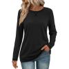 imageATHMILE Womens Long Sleeve Shirts Casual Loose Fit Tops Fall Fashion Outfits Dressy Basic Trendy Blouses ClothesBlack