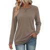 imageATHMILE Womens Long Sleeve Shirts Casual Loose Fit Tops Fall Fashion Outfits Dressy Basic Trendy Blouses ClothesCoffee Grey