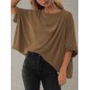 imageATHMILE Summer Tops 2025 Womens Solid T Shirts for Women Loose Oversized Shirts Basic TeeBrown