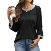 imageATHMILE Womens 34 Length Sleeve Tops Dressy Casual Striped Crew Neck Fall T Shirts Spring Blouse Summer TunicsBlack