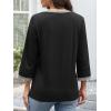 imageATHMILE Womens 34 Length Sleeve Tops Dressy Casual Striped Crew Neck Fall T Shirts Spring Blouse Summer TunicsBlack