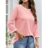 imageATHMILE Womens 34 Length Sleeve Tops Dressy Casual Striped Crew Neck Fall T Shirts Spring Blouse Summer TunicsLight Pink