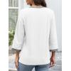 imageATHMILE Womens 34 Length Sleeve Tops Dressy Casual Striped Crew Neck Fall T Shirts Spring Blouse Summer TunicsWhite