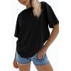 imageATHMILE Womens Oversized T Shirts Loose Fit Crewneck Short Sleeve Tops Summer Casual Blouse 2023 Y2K Basic Tee Black