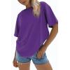 imageATHMILE Womens Oversized T Shirts Loose Fit Crewneck Short Sleeve Tops Summer Casual Blouse 2025 Y2K Basic Tee BeachPurple