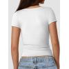 imageATHMILE Womens Short Sleeve Shirts Crop Tops Basic Double Modal Layering Tight Slim Fit Y2K T Shirts Clothes 2024White