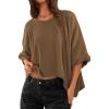 imageATHMILE Summer Tops 2025 Womens Solid T Shirts for Women Loose Oversized Shirts Basic TeeBrown