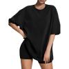 imageATHMILE Womens Oversized T Shirts Loose Fit Crewneck Short Sleeve Tops Summer Casual Blouse 2023 Y2K Basic Tee Black