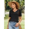 imageATHMILE Short Sleeve V Neck Sweaters Dressy Casual Blouses Lightweight Thin Knit Fashion Shirts Summer Tops for WomenBlack