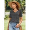 imageATHMILE Short Sleeve V Neck Sweaters Dressy Casual Blouses Lightweight Thin Knit Fashion Shirts Summer Tops for WomenDark Grey