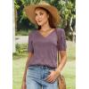 imageATHMILE Short Sleeve V Neck Sweaters Dressy Casual Blouses Lightweight Thin Knit Fashion Shirts Summer Tops for WomenGrey Purple