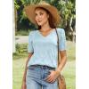 imageATHMILE Short Sleeve V Neck Sweaters Dressy Casual Blouses Lightweight Thin Knit Fashion Shirts Summer Tops for WomenLight Blue