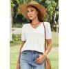 imageATHMILE Short Sleeve V Neck Sweaters Dressy Casual Blouses Lightweight Thin Knit Fashion Shirts Summer Tops for WomenWhite