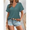 imageATHMILE V Neck T Shirts for Women Summer Tops Soft Casual Short Sleeve Cute Basic Trendy Outfits 2025Blue