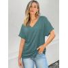 imageATHMILE V Neck T Shirts for Women Summer Tops Soft Casual Short Sleeve Cute Basic Trendy Outfits 2025Blue