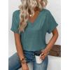 imageATHMILE V Neck T Shirts for Women Summer Tops Soft Casual Short Sleeve Cute Basic Trendy Outfits 2025Blue
