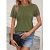 imageATHMILE Womens Blouses Business Date Outfits Spring Summer Fall Work Tops Fashion Lace Short Sleeve Casual Shirts 2025Armygreen