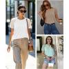 imageATHMILE Womens Blouses Business Date Outfits Spring Summer Fall Work Tops Fashion Lace Short Sleeve Casual Shirts 2025Grey