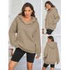 imageATHMILE Womens Oversized Hoodies V Neck Sweatshirts Y2K Clothes Long Sleeve Pullover Fall Winter Fashion Henley Outfits 2025Coffee Grey