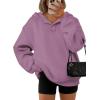 imageATHMILE Womens Oversized Hoodies V Neck Sweatshirts Y2K Clothes Long Sleeve Pullover Fall Winter Fashion Henley Outfits 2025Dark Pink