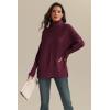 imageATHMILE Womens Oversized Turtleneck Sweaters Fall Fashion Outfits Batwing Sleeve Ribbed Tunic Winter Clothes 2025Wine Red