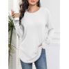 imageATHMILE Womens Tunic Tops Long Sleeve Thumb Hole Shirts Fall Sweater Crew Neck Winter Fashion Clothes 2025White