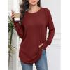 imageATHMILE Womens Tunic Tops Long Sleeve Thumb Hole Shirts Fall Sweater Crew Neck Winter Fashion Clothes 2025Wine Red