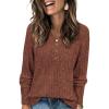 imageATHMILE Sweaters for Women Fashion Fall Outfits Long Sleeve Tops Pullover V Neck Casual Loose SweatshirtCaramel