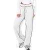 imageATHMILE Women Sweatpants Track Wide Leg Drawstring Soft Jogging Straight Pajama Sweats Lounge Teen Girl Athletic Pants 2025White