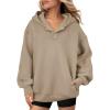 imageATHMILE Womens Oversized Hoodies V Neck Sweatshirts Y2K Clothes Long Sleeve Pullover Fall Winter Fashion Henley Outfits 2025Coffee Grey