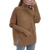 imageATHMILE Womens Oversized Turtleneck Sweaters Fall Fashion Outfits Batwing Sleeve Ribbed Tunic Winter Clothes 2025Dark Apricot