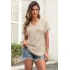 imageATHMILE Womens Tops Summer Sweaters V Neck Short Sleeve Shirts Fashion Dressy Casual Business Tunic BlousesApricot