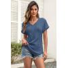 imageATHMILE Womens Tops Summer Sweaters V Neck Short Sleeve Shirts Fashion Dressy Casual Business Tunic BlousesBlue