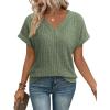 imageATHMILE Womens Tops Summer Sweaters V Neck Short Sleeve Shirts Fashion Dressy Casual Business Tunic BlousesGreen