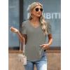 imageATHMILE Womens Blouse Dressy Casual V Neck Puff Short Sleeve Tshirts Boho Fashion Summer Spring Tunic Top ClothesGrey