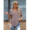 imageATHMILE Womens Blouse Dressy Casual V Neck Puff Short Sleeve Tshirts Boho Fashion Summer Spring Tunic Top ClothesGrey Purple