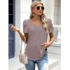 imageATHMILE Womens Blouse Dressy Casual V Neck Puff Short Sleeve Tshirts Boho Fashion Summer Spring Tunic Top ClothesGrey Purple