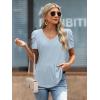 imageATHMILE Womens Blouse Dressy Casual V Neck Puff Short Sleeve Tshirts Boho Fashion Summer Spring Tunic Top ClothesIce Blue