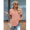 imageATHMILE Womens Blouse Dressy Casual V Neck Puff Short Sleeve Tshirts Boho Fashion Summer Spring Tunic Top ClothesPink