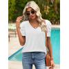 imageATHMILE Womens Blouse Dressy Casual V Neck Puff Short Sleeve Tshirts Boho Fashion Summer Spring Tunic Top ClothesWhite