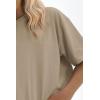 imageATHMILE Womens Oversized T Shirts Loose Fit Crewneck Short Sleeve Tops Summer Casual Blouse Y2K Basic Tee 2023Khaki
